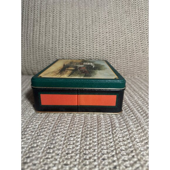 Vintage White Oak Market Tin Storage Box Nostalgic Horse Drawn Wagon Decor - Picture 5 of 10